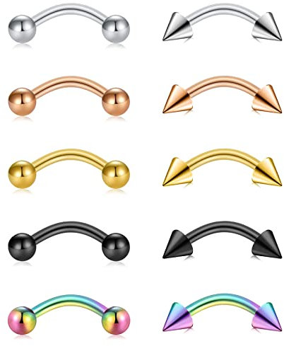 AceFun Curved Barbell Belly Bars Augenbrauen Bars Bananabells Edelstahl Ohrringe Helix Knorpel Ohr Piercing Körperschmuck Länge 14G-10MM