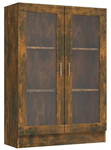 Vitrinenschrank Vitrine Vitrinenschränke Bücherregale Bücherschrank Aktenschrank Büroschrank Vitrine Schrank Bücherregal Standvitrine Sideboard mit 4 Fächern und 2 Glastüren, 82,5x30,5x115 cm