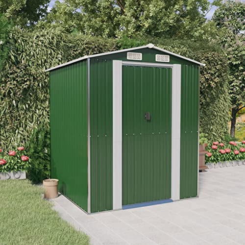 XIAOGUANG Geräteschuppen, Gerätehaus, Fahrradgarage, Gartenhütte, Fahrradunterstand, Gartenhäuschen, Garten Hütte, Fahrrad Unterstand, Grün 192x191x223 cm Verzinkter Stahl