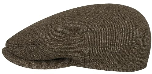 Stetson Forestburg Flatcap Klassische Schiebermütze Edle Mischung Wolle Leinen Made in Germany Herren Herbst Winter braun 60 cm