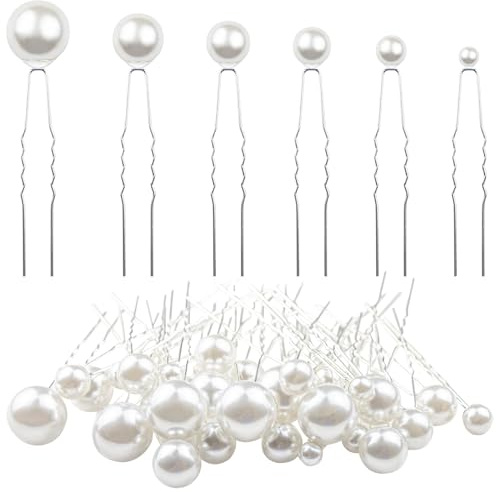 ELANE 36 Pcs Pearl Hair Pins and Bridal Accessories with Pearl Bobby Pins for Wedding Hairstyles (Silver)