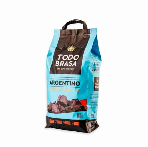 Carbon Vegetal Argentino de Quebracho Extra Quality- Todobrasa. Gran Poder calorifico. Gran duracion. Ideal para BBQ, Parrilla y Horno. (10KG)