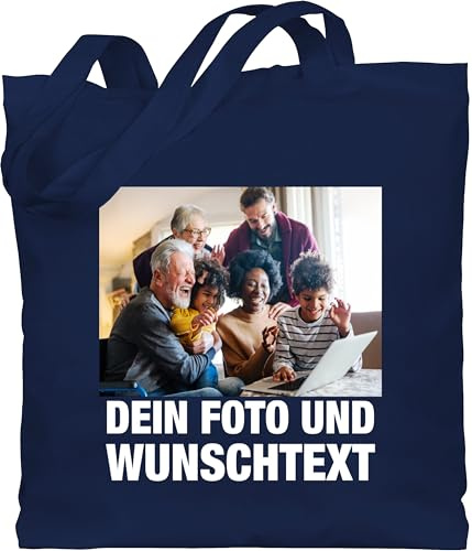 Geschenk mit Namen personalisiert by Shirtracer - Baumwolltasche - Geschenk mit Bild I eigenem Foto I Name I eigener Text I Wunschtext