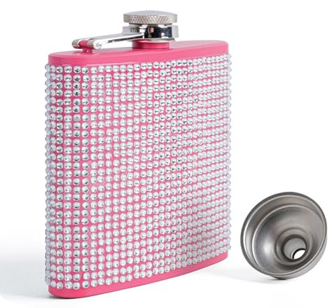 SPDYCESS Donna Fiaschetta con Diamante in Acciaio Inox 6oz Portatile Fiasco per Liquori con Imbuto Fiaschetta Tascabile per Regalo Festa Bar Campeggio