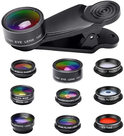 Kit Fotocamera, teleconvertitore HD, per Lenti per Telefono Cellulare, Kit di Lenti per Telefono Cellulare 10 in 1, Portatile per Smartphone,