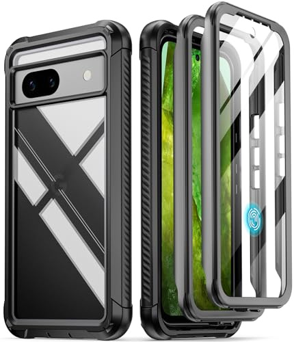 Poetic Guardian Schutzhülle kompatibel mit Pixel 8A 5G (2024), integrierter Displayschutz [funktioniert mit Fingerabdruck-ID], [2 Frontrahmen] Ganzkörper-Schutzhülle, stoßfest, robust, transparent