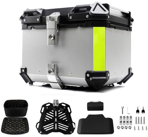 Generic Bauletto Per Moto 28L 36L 45L 55L 65L 80L 100L Viaggiare Scatola Di Coda Bauletti Universale In Alluminio Baule Da Moto, Valigia Top Case (Color : Silver, Size : 36L), IBYCTJBDA-SILVER-36L