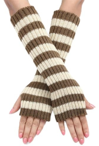 SLEDEZ Warmer Strick-Armwärmer Herbst und Winter mittellange fingerlose warme gestrickte Armärmel (Color : Colour 5, Size : Free size)