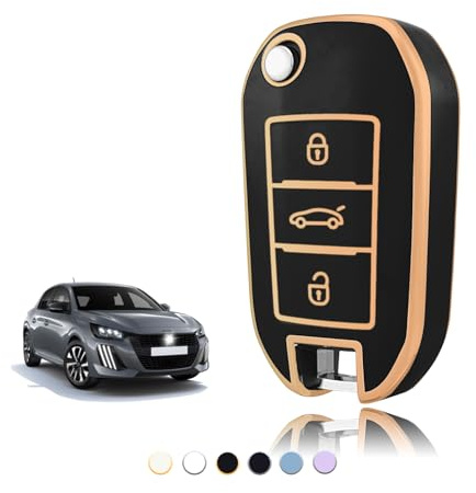 TOOMUME Schlüsselhülle für Peugeot 208 308 2008 3008 Citroen C3 C4 C5 | Weiches Silikon, Stoßfest, Sturzfest, Kratzfest, Autoschlüssel Schutzhülle für 508 5008 Cactus Picasso Aircross Berlingo