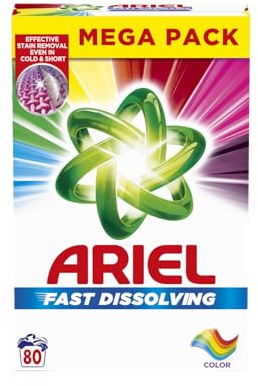 Ariel Tvättmedel och Tvättmedel 4,4 kg, 80 tvättar, färg, koncentrerad formula och utmärkt fläckborttagning från första tvätten