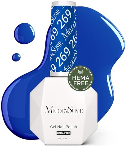 MelodySusie Hema Free Gel Nail Polish, 0.5 Fl Oz Thick Royal Blue Gel Polish, Non Toxic, Long Lasting, Soak Off UV Nail Polish, Manicure Nail Design Salon DIY Nail Art at Home 269