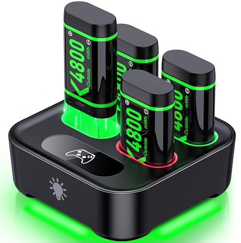 4 X 4800mWh Batteria Xbox Controller, Batteria Controller Xbox Ricaricabile Ricarica Rapida 2,5 Ore con Interfaccia Type-C per Xbox Series X/S/Xbox One/Xbox One S/X/Elite