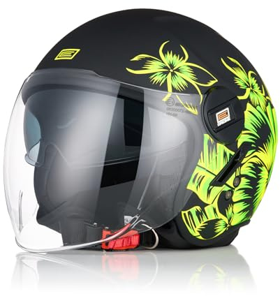 ORIGINE Casque Moto Jet Casque Scooter Ouvert avec Double Visière Homologué ECE 2206