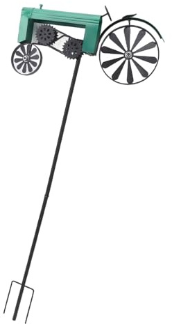 Farm Tractor Windmill, Tractor Wind Spinner Yard Ground Stake Statue Garden Windmill Decoration Lawn Floor Stakes Art Ornament for Outdoor Garden Yard Patio Decor (Green)