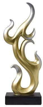 Skulptur Dekoration Gold Flamme, Abstrakt, Wohnzimmer Modern, Esszimmer Büro Fensterbank Wohnung Gold Silber