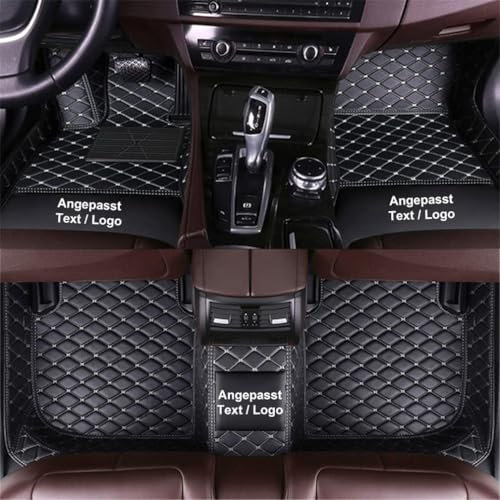 Kenzek Nach Maß Auto FußMatten für Skoda Superb Scala Oktavia Octavia Rapid Yeti Combi Citigo Karoq Kamiq Kodiaq Fabia Enyaq IV80X/IV, wasserdichte rutschfeste PU Leder voller bedeckter Schwarz Beige
