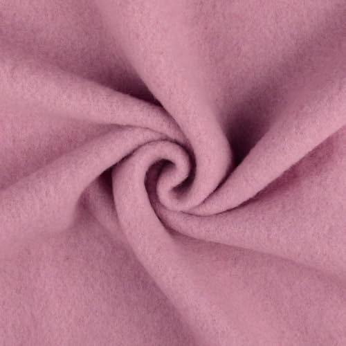 Wollfleece Meterware uni & meliert - Wollstoff Mantelstoff - Wollpullover nähen, weiche Wolle Stoff - 100% Schurwolle/Wolle *Ab 50cm, Farbe: 011 rosa