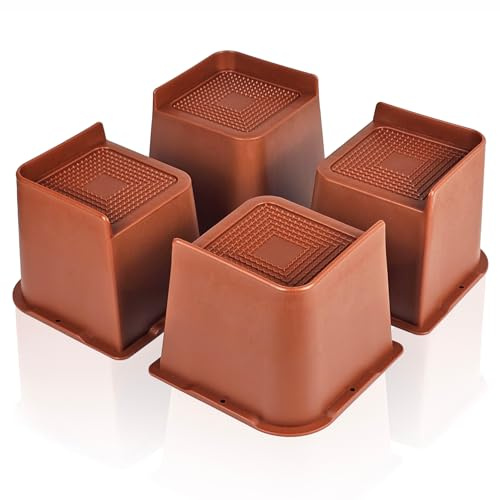 MixDora Rialzi per mobili resistenti da 10,2 cm, a forma di L, alzate per tavoli e sedie, per divani, scrivanie, set da 4 (marrone, 10,2 cm)