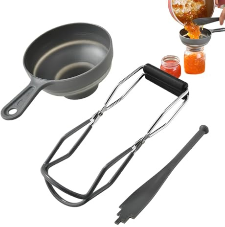 Generico Steel Canning Equipment Set Canning Supplies Stainless Steel Canning Equipment Set Foldable Home Canning Tools Including Rack Jar Lifter Tong Funnels for Kitchen And Restaurant Use