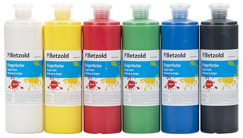 Betzold Fingerfarben 6er-Set, für Kita und Grundschule | Bastelfarbe, Malen, Kreativität