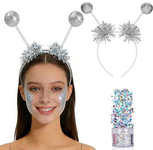 boocooberg Alien Haarreif,Alien Kostüm Damen,Discokugel Haarreif,Weltall Kostüm,Discokugel Deko,Party Gadgets,Party Zubehör,Karneval party Kopfbedeckungen, Damen Herren Und Kinder haarzubehör