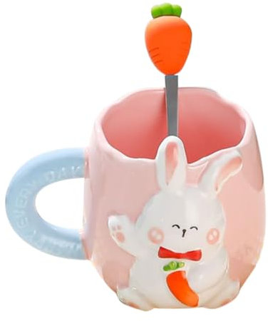 Cabilock Tasse à Café Avec Motif Lapin Relief Mug Céramique Fait Main Tasse Animale Mignonne Pour Thé Ou Café