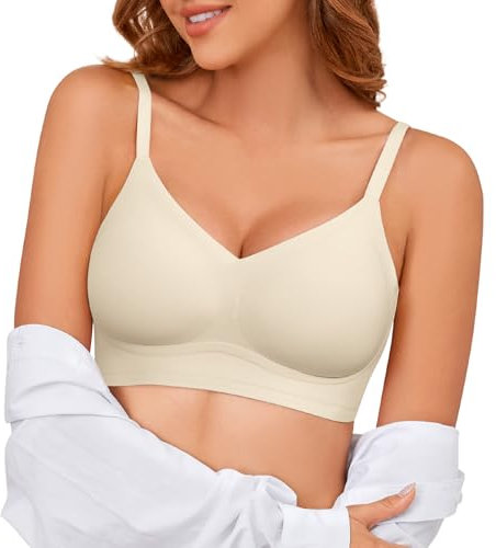 heekpek Bras for Women Non Wired Seamless Wireless Comfort Push Up Bra Full Support Padded T Shirt Sleep Full Coverage Everyday Bra, White, XL