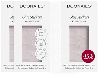 Doonails – Glue Sticker Nagel Klebepads – Spar-Pack - 3x 180 Stück Klebesticker in 15 Größen – Doppelseitiger Nagelkleber für Kunstnägel, Press On Nails & Tips – Selbstklebende Nagel Aufkleber