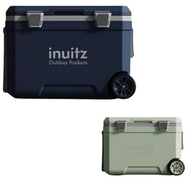 Inuitz Nevera con Ruedas 45L – Nevera Portatil Ideal para Camping y Aventuras al Aire Libre, Mantén Tus Alimentos Frescos por Horas, Ruedas Reforzadas para Facilitar el Transporte (Azul)
