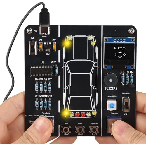 ElektoLoter Fahrsimulator Löt Bausatz, MINT Löten Lernen für Schüler | Simuliert Fahrzeuglichter und Hupgeräusche, DIY Elektronik Bausatz für Einsteiger, Lötbausätze für Zuhause und Schule