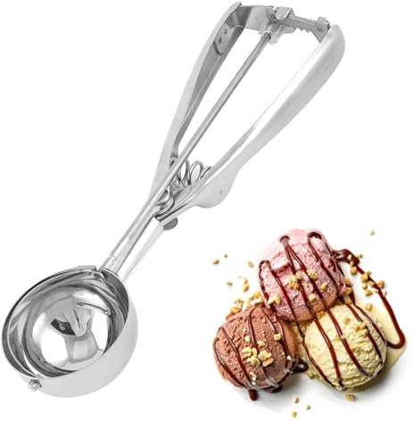 Ice Cream Scoop, Ice Cream Scoop with Trigger, Mashed Potato Scoops, Cookie Scoop for Baking, Stainless Steel Scoops for Food Perfect for Cookie Dough, Muffins, Melonball