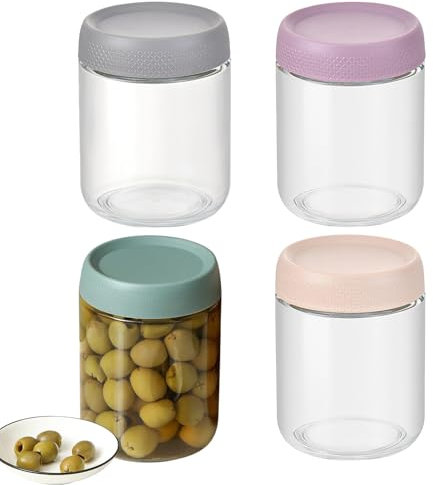 Joghurtbehälter Mit Deckeln,4-Teiliges Set Verschließbare Glasbehälter Für Lebensmittel | Wiederverwendbare Gefrierschrankgeeignete Frischedose Für Meal Prep Joghurt Haferbrei Pudding Snacks Müsli Sal