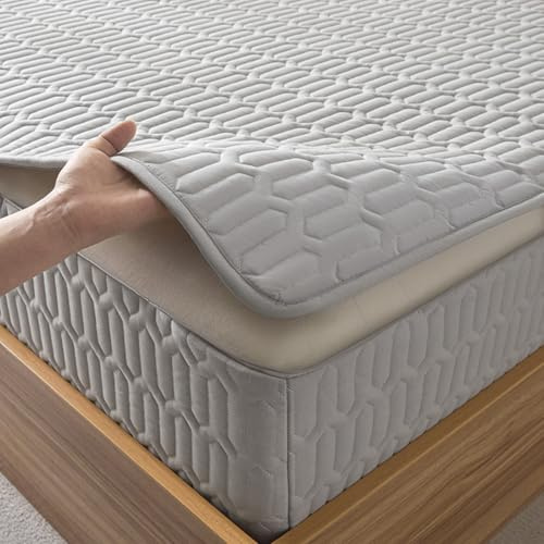 Fodera per Materasso Matrimoniale con Cerniera 160x190 Personalizzabile Coprimaterasso Trapuntata Singolo Lenzuolo Angoli Proteggi Materasso Topper Lavabile Rivestimento Alto 5-40cm(160X200+17cm,B)
