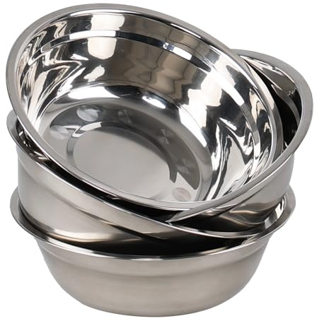 Fosly Stainless Steel Serving Blows, 24 cm Wide Salad Mixing Bowl, 4 Pack | Metal Kitchen Bowls for Food Storage, Mixing or Preparation