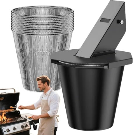 Cubo de grasa mejorado, cubo octogonal resistente al calor con forro, accesorios reutilizables para bandeja de goteo, para barbacoa, picnic al aire libre, fiestas, reuniones familiares