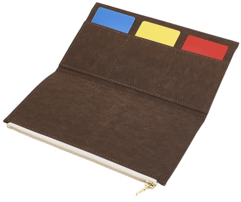 CRASPIRE Filmappar blixtlåsficka 20 x 10 cm resenärer kokosnöt mörkbrun anteckningsbok planerare plånbok kort pass hållare papper faktura förvaringsväska för journal omslag Tn tillbehör