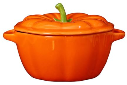 FUNNETOYU Kreative Kürbisschüssel aus Keramik Dekorative Suppenschüssel für Herbst Deko für Pudding Eintöpfe und Snacks Spülmaschinenfest und Leicht zu Reinigen