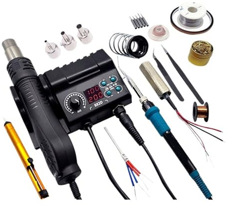 Estación De Soldadura LCD Digital 2 En 1, Pistola De Aire Caliente De 750 W, Soldador SMD For Reparación De Soldadura BGA, PCB, IC, Herramientas De Reparación Eficaz Precisión(Package D)