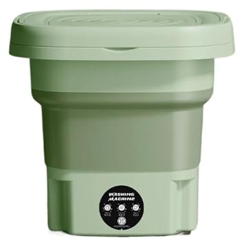 Lavadora portátil pequeña y plegable de 8 l con centrifugado for calcetines, ropa interior bragas(Green,EU)