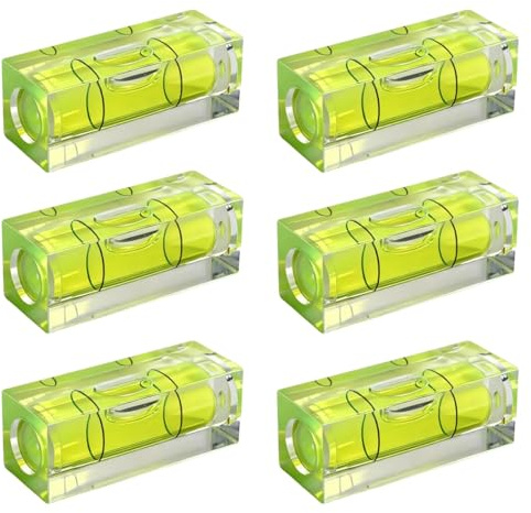 6 Stück Mini Wasserwaage, Wasserwaage Libelle, Dosenlibelle 15×15×40 mm, Mini Wasserwaag Libelle für Camping, Wohnwagen, Kameras, Stationäre Bilder und Mehr, Wasserwaages Mini aus Acryl