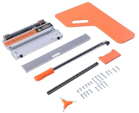 Luocute Cortador de Piso Laminado, 13 Pulgadas de Ancho de Corte 13 Mm de Espesor Multiángulo 0 15 30 45 Grados, con Rueda y Riel de Aluminio de Doble Escala, para Pisos de Madera LVP