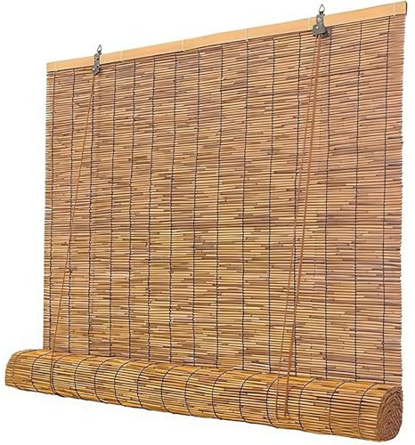 100x200cm Bambusrollo Wetterfest Aussen Natur Bambus Rollo Für Aussenbereich Garten Balkon,UV-Block Fenster Raffrollos,Schilfrohr Vorhang Seitenzugrollo Lichtfilter Belüftung Rollo für Fenster, Tür
