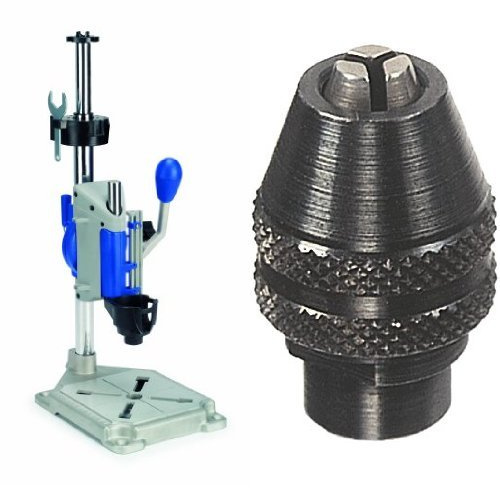 Support Perceuse à Colonne Dremel 220 - Workstation pour Multifonction Rotatif & Mandrin Universel Autoserrant 4486 de 0,8mm à 3,2mm