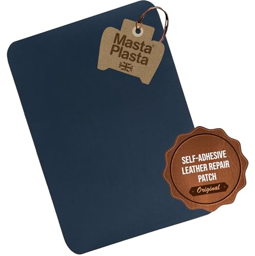 MastaPlasta Instant Self-Adhesive Leather Repair Patch - Navy Blue 28cm x 20cm (11in x 8in). XL Upholstery-Quality Super-Strong Stick-On Repair Patch Tape for Car Seats, Bags, Sofas and DIY