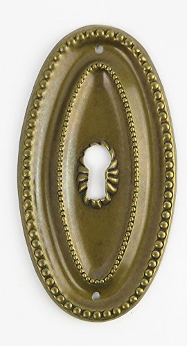 Ferrure ovale en laiton - Trou de serrure - Rosace - Pour tiroir - Porte d'armoire - En laiton - Verticale.