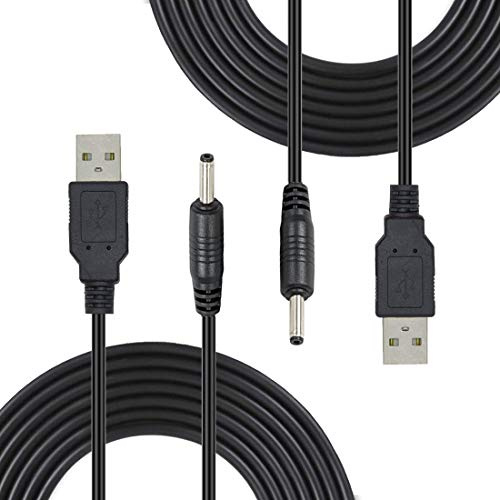 Liwinting 2 Piezas 1.5m/4.92ft USB a DC 5V Cable 3.5mm x 1.35mm USB to DC Barrel Jack Cable de Alimentación Conector, Monitores, Luces LED, Pequeños Dispositivos Electrónicos, Etc. - Negro