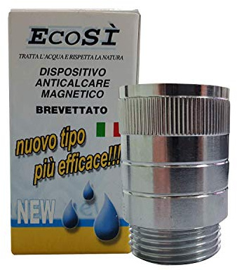 EcoSi Anticalcare Magnetico | Filettatura Standard 3/4 | Ideale per Lavatrici e Lavastoviglie | Ottone Cromato | Portata 23 lt/min | Diametro 30mm con 2 Guarnizioni