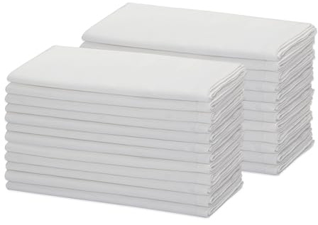 COTTON CRAFT White Dinner Napkins - Set of 24 Classic Twill Pure Cotton Soft Cloth Napkins - Durable Washable Reusable Napkin - Everyday Table Napkin - Restaurant Wedding Party Gift - 17 x 17 inches