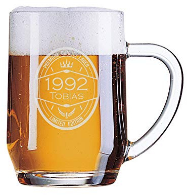 Amikado Chope de Bière gravée (Anniversaire) - Verres à bière personnalisés - 58 cl Max