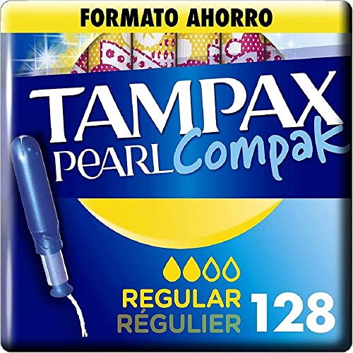 Tampax Pearl Compak Pearl Regular, Tampon mit Applikator, bietet Komfort, Schutz und Diskretion, 128 Stück
